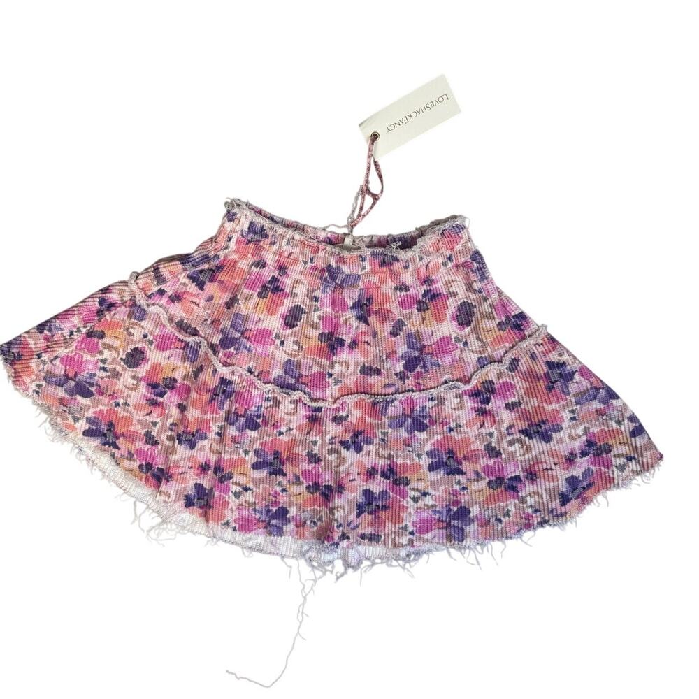 LoveShackFancy Desta Floral Mini Skirt Mauve Sunset Cottagecore Pink P XS